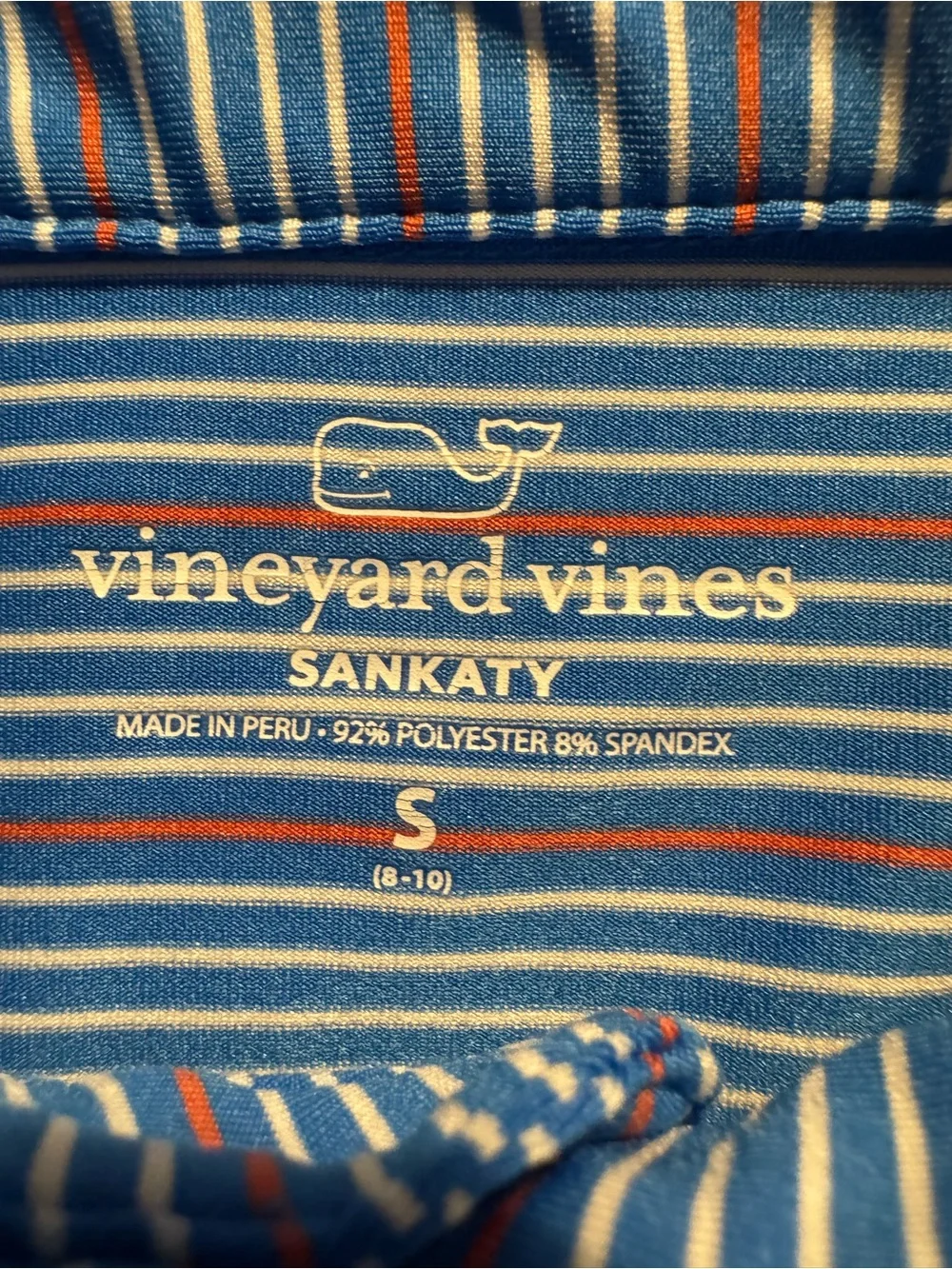 Vineyard Vines Blue Striped Button-Down Polo for Kids, size 8-10